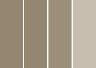 Four different colors illustrating how siding color holds over 20 years